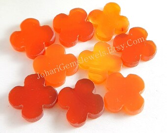 Natural Carnelian Flower Shape Flat Gemstone, 10Pcs CALIBRATED 12mm Carnelian For Jewelry Making, Ring, Pendant and Charms