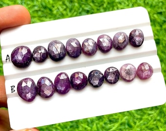 Rare Purple Star Sapphire Rosecut Gemstone With Flat Back 8 Pieces Lot For Jewelry Making, AAA+ Natural Sapphire Gemstone Lot - 27543-27544