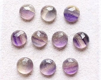 Multi Fluorite Rose Cut 8 MM Round Shape With Flat Back Gemstone 10 Pieces Lot, AAA+ Natural Multi Fluorite Gemstone Used For Jewelry Making