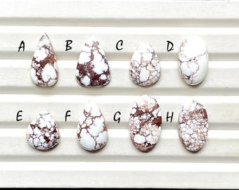 White Magnesite Wild Horse Jasper Cabochon Loose Gemstone, AAA+ Natural Wild Horse Gemstone For Handmade Jewelry And Wire Wrap - 30059-30066