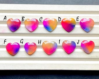 NEW Solar Quartz Heart Shape Cabochon Loose Gemstone For Jewelry Making, AAA+ Solar Quartz For Handmade Jewelry And Wire Wrap - 34316-34325