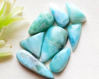 Selected LARIMAR Cabochon Loose Gemstone 8 Pieces Lot For Jewelry Making, Size : 21-13 MM, AAA+ Larimar Cabochon For Handmade Jewelry  17829
