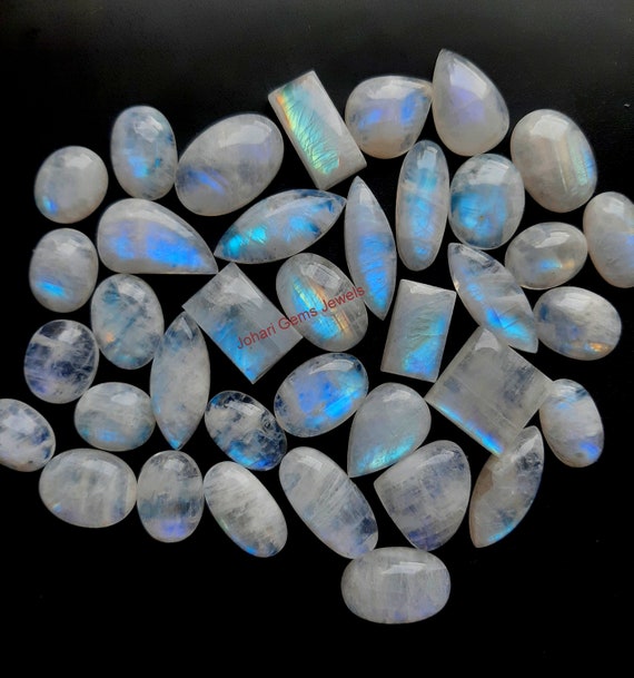Rainbow Moonstone Wholesale Lot Top AAA+ Quality Natural Rainbow Moonstone  Cabochon Loose Gemstone For Making Jewelry and pendant - Main Image
