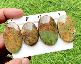 Rust Forest Opal Cabochon For Wire Wrap, AAA+ Natural Green Opal Cabochons, Natural Earth Tone Gemstone, Jewelry Making Stones - 35591-35594