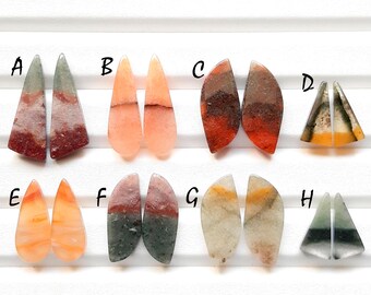 Candy Corn Agate Pair Cabochon Loose Gemstone For Jewelry Making, AAA+ Natural Agate Cabochon Pair For Handmade Jewelry - 22487-22494