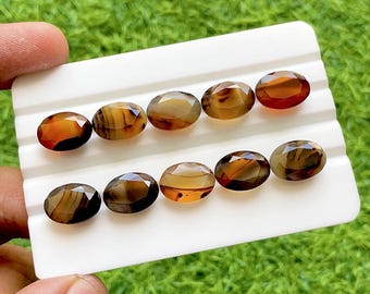 Montana Agate 10x14 MM Faceted Oval Shape With Pointed Back Gemstone 10 Pieces Lot For Handmade Jewelry Making, Faceted Gemstone Lot