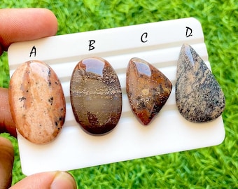 Desert Landscape Collection Dendritic Agate Cabochon For Wire Wrap, Natural Honey Dendritic Agate Gemstones For Jewelry Making -35708-35711