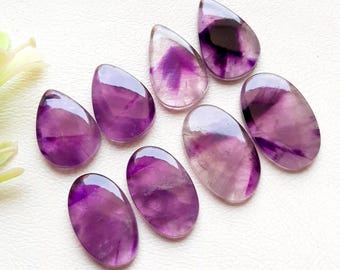 New Trapiche Amethyst 4 Pairs Cabochon Loose Gemstone | Size : 23-18 MM | AAA+ Trapiche Amethyst Pair Cabochon For Handmade Jewelry - 18911