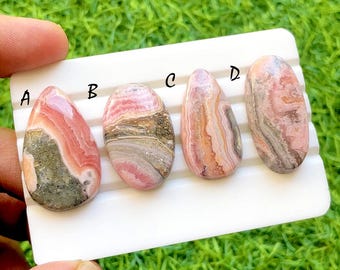 Desert Rose Vein Rhodochrosite Cabochon For Wire Wrap, AAA+ Natural Pink Blush Rhodochrosite Cabochon For Jewelry Making - 36508-36511