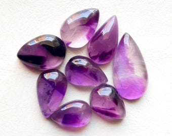 Trapiche Amethyst Star Cabochon Loose Gemstone 8 Pieces Lot | Size 22-14 MM | AAA+ Natural Trapiche Amethyst  For Handmade Jewelry  - 18746