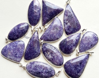 Natural Lepidolite Gemstone Pendants, 925 Silver Plated Pendant Necklace With Different Size And Shape, Wholesale Lot, Handmade Pendant