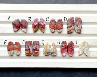 SELECTED Red Crazy Lace Pair Cabochon Gemstone For Handmade Jewelry, AAA+ Natural Red Crazy Lace Matching Pairs For Earrings - 32463-32471