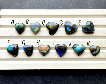 Labradorite Heart Shape Cabochon Loose Gemstone For Jewelry Making, AAA+ Natural Multi Blue Labradorite Cabochon For Wire Wrap - 33977-33987