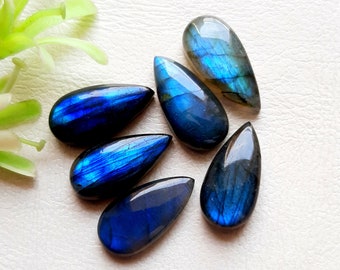 Labradorite Calibrated Pear Cabochon Gemstone 6 Pieces Lot | Size : 10x20 MM | Natural AAA+ Labradorite Cabochon Used For Handmade Jewelry