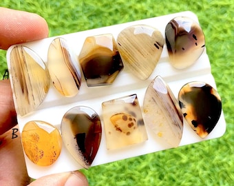 NEW Yellowstone River Montana Agate 5 Pieces Cabochon Lot For Jewelry Making, AAA+ Montana Agate Cabochon For Handmade Jewelry - 37747-37748