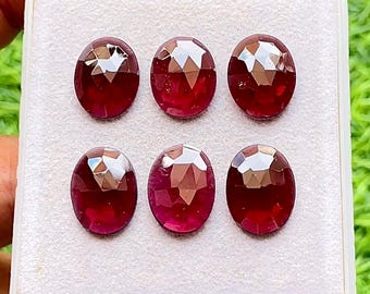 Garnet 10x14 MM Oval Shape Rosecut With Flat Back 6 Pieces Gemstone Lot For Jewelry Making, AAA+ Natural Garnet Used For Handmade Jewelry