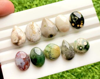 Ocean Jasper Cabochon Loose Gemstone 10 Pieces Lot For Jewelry Making | Size : 18-13 MM |  AAA+ Natural Ocean Jasper Small Size Lot - 35886