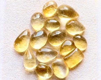 New Golden Citrine Small Cabochon Loose Gemstone 15 Pieces Lot For Jewelry Making | Size : 13-8 MM | AAA+ Natural Citrine Cabochon - 29963