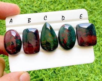 New Blood Stone Cabochon Loose Gemstone For Jewelry Making, AAA+ Natural Blood Stone Cabochon Gemstone For Wire Wrap - 38116-38120