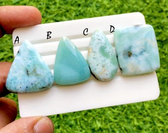 Ocean Blue Larimar Loose Gemstone Cabochon For Wire Wrap, Caribbean Larimar Gemstone, High End Larimar Jewelry Making Stone - 37897-37900