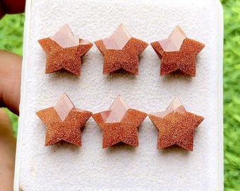 Sunstone 15 MM Rose Cut Briolette Star Shape Gemstone 6 Pieces Lot For Handmade Jewelry, AAA+ Natural Sunstone Star Shape For Jewelry