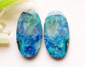 SHATTUCKITE PAIR Cabochon Loose Gemstone For Jewelry Making, AAA+ Natural Shattuckite Pair Cabochon For Handmad-e Jewelry 24046 - 24049