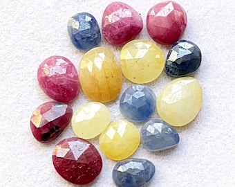 100% Natural Multi Sapphire Rose Cut Loose Gemstone 15 Pieces Lot | Size : 10-7 MM | Multi Sapphire Rose Cut For Handmade Jewelry - 9729