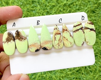 Imperial Desert Lime Turquoise Pair For Jewelry Making, Rare Matrix Turquoise Pair, High End Matching Gemstones For Earrings - 37327-37330