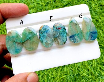 NEW Shattuckite Pair Cabochon Loose Gemstone For Jewelry Making, AAA+ Natural Shattuckite Matching Pair Cabochon For Earrings - 36150-36152