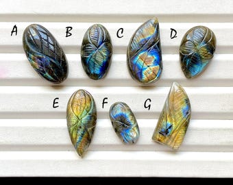 Labradorite Carving Cabochon Loose Gemstone, AAA+ Labradorite Handmade Carving Gemstone For Handmade Jewelry and Wirewrap -  31906-31912