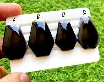 NEW Black Onyx Coffin Shape Cabochon Loose Gemstone For Jewelry Making, AAA+ Black Onyx For Handmade Jewelry And Wire Wrap - 38180-38183