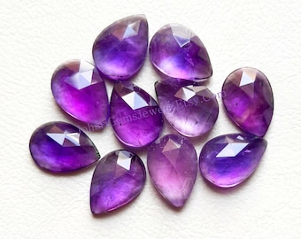 Amethyst Pear Shape Rose Cut, 10 pcs Pack, Amethyst  10x14mm Rose cut Pear , Flat back Rose Cut Gemstones Used For Jewelry Making