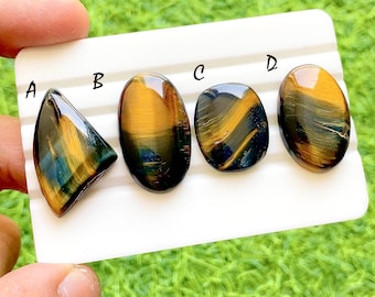 Bio Colour Tiger Eye Cabochon Loose Gemstone For Jewelry Making, AAA+ Natural Tiger's Eye For Handmade Jewelry & Wire Wrap - 38085-38088