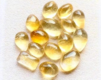 New Golden Citrine Small Cabochon Loose Gemstone 15 Pieces Lot For Jewelry Making | Size : 12-9 MM | AAA+ Natural Citrine Cabochon - 29972
