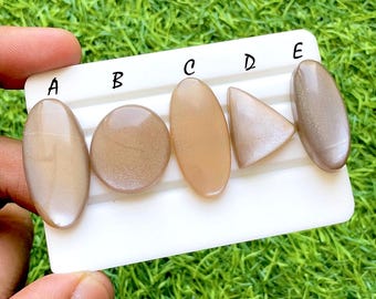 Champagne Veil Moonstone Cabochon Loose Gemstone For Jewelry Making, AAA+ Natural Beige Moonstone For Wire Wrap - 35293-35297