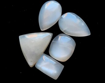 Belomorite Sunstone Cabochon Loose Gemstone, 5 Pcs Lot | Size : 20-14 MM | Belomorite Cabochon For Handmade Jewelry Making - 21127