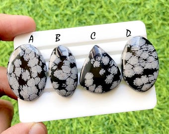 Midnight Snowfall Obsidian Cabochon Loose Gemstone For Jewelry Making, AAA+ Black & White Natural Stone For Wire Wrap - 35172-35175