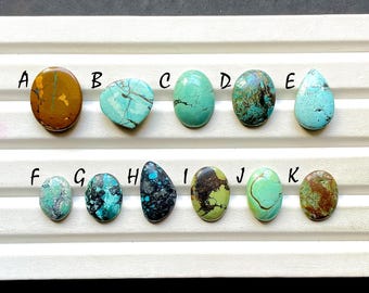 Natural Tibetan Turquoise Cabochon Loose Gemstone For Jewelry Making, AAA+ Tibetan Turquoise For Handmade Jewelry & Wire Wrap - 31540-31550