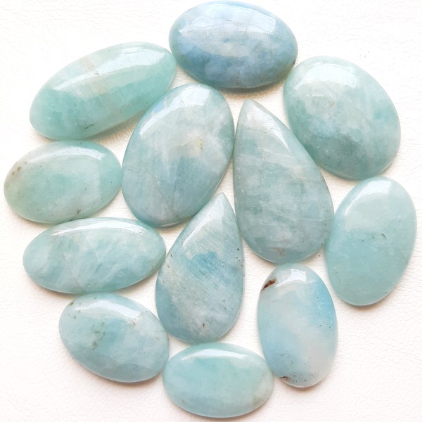 Natural Aquamarine Cabochon Wholesale Lot | AAA+  Natural Aquamarine By Weight With Different Shapes And Sizes Used For Jewelry Making