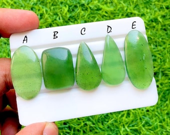 Verdant Glow Collection Natural Green Serpentine Cabochon For Wire Wrap, Smooth Polished Loose Gemstones for Jewelry Making - 36215-36219