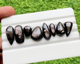 Hypersthene Cabochon Loose Gemstone 8 Pieces Lot For Jewelry Making | Size : 21-13 MM | AAA+ Natural Hypersthene For Handmade Jewelry-30320