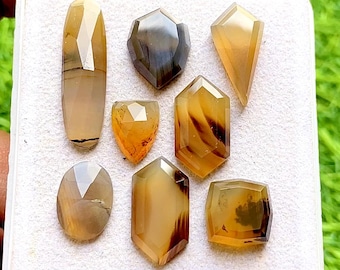 Montana Agate Fancy Cut Mix Shape With Flat Back Gemstone 8 Pieces Lot For Jewelry Making | Size : 20-12 MM | AAA+ Montana Agate Lot - 35546