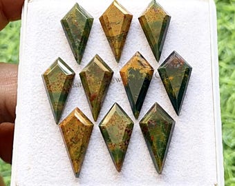 Bloodstone Kite Shape 10x20 MM Fancy Cut With Flat Back Gemstone 10 Pieces Lot, AAA+ Natural Bloodstone Used For Jewelry Making
