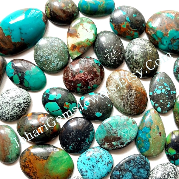 TIBETAN TURQUOISE Cabochon Wholesale Lot By Weight With Different Shapes And Sizes Used For Jewelry Making