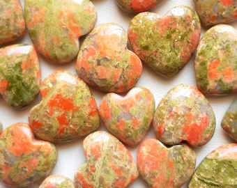 Natural Unakite Heart Shape Cabochon Wholesale Lot Unakite Heart Cabochon By Weight With Different Shapes And Sizes For Jewelry Making