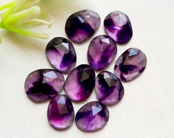Trapiche Amethyst Rose Cut Slice With Flat Back Gemstone 10 Pieces Lot | Size : 10-16 MM | AAA+ Natural Amethyst Used For Jewelry Making