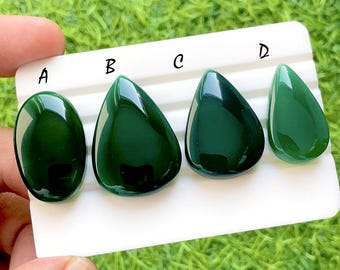 Emerald Forest Chalcedony Cabochon For Wire Wrap, Deep Green Agate Cabochons, Smooth Polished Loose Gemstone for Jewelry Making -35680-35683