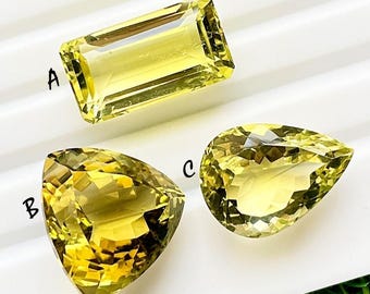 Flawless Lemon Topaz Green Gold Gemstone Faceted Loose Gemstone For Jewelry, Natural Lemon Topaz Gemstone For Handmade Jewelry - 25345-25346