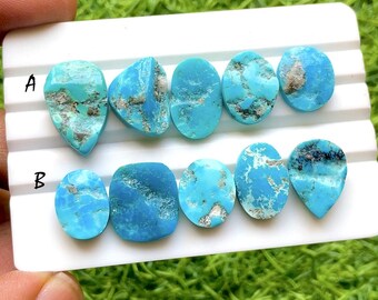 Natural Arizona Turquoise Polished Rough Slices Loose Gemstone 5 Pieces Lot, AAA+ Natural Turquoise For Jewelry Making - 30962-30963