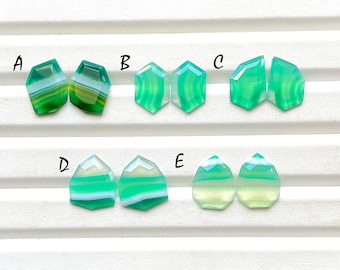Selected Green Banded Agate Fancy Rose Cut Pairs For Handmade Jewelry, Natural Green Banded Agate Matching Pairs For Earrings - 30014-30018